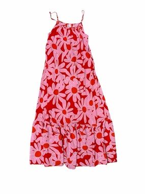 DOKOTOO Women’s Red & Pink Floral Maxi Skirt Dress